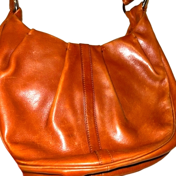 Yves Saint Laurent Rive Gauche Vintage Cognac Leather Curved  Hobo Shoulder Bag - Picture 11 of 16